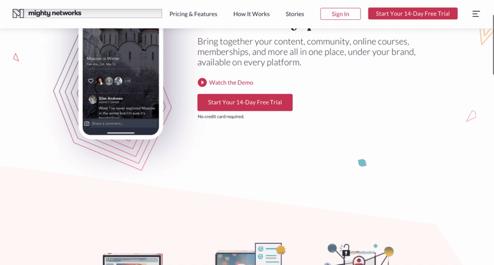 Mighty Networks homepage