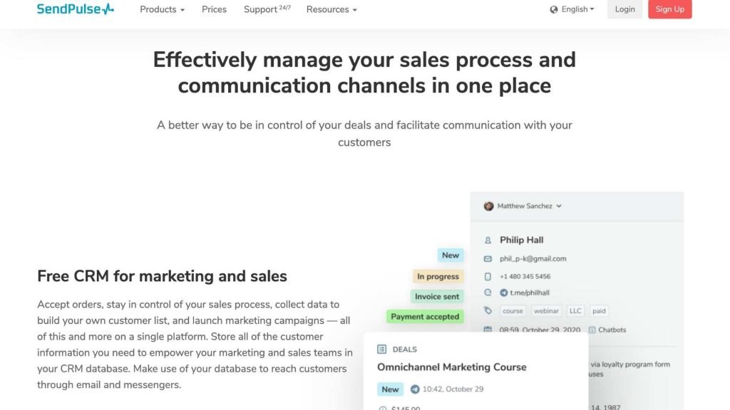 SendPulse CRM review
