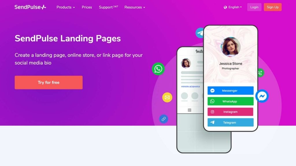 SendPulse landing pages review