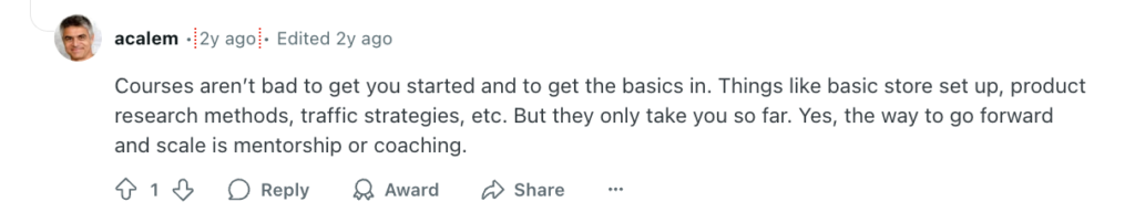 dropshipping courses on reddit